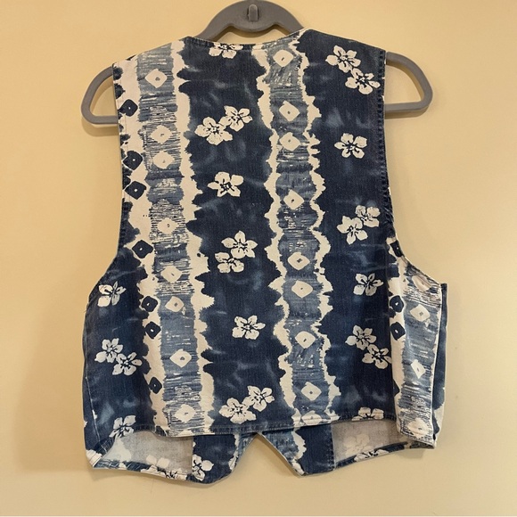 Vivaldi vintage Blue Floral Denim Vest - Picture 3 of 6